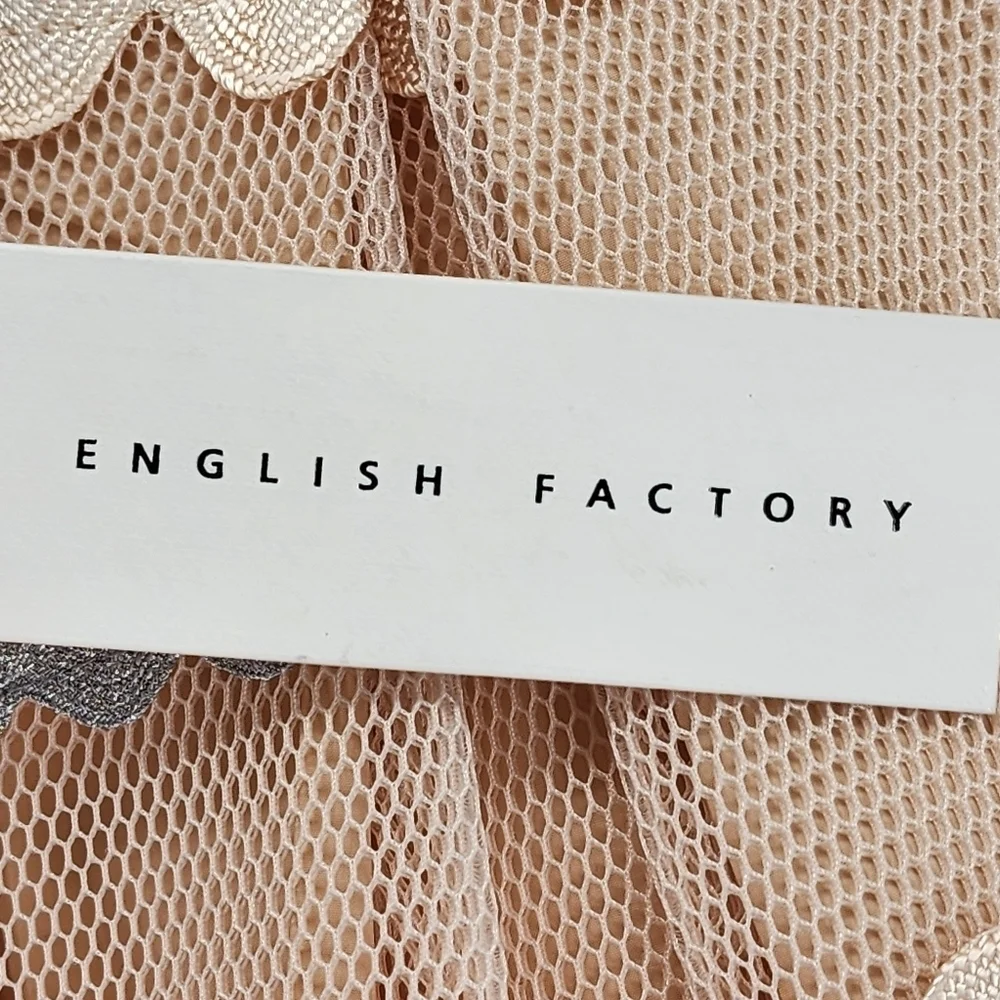 English Factory Women's Pleated Mesh Overlay A-Line Skirt